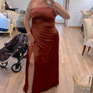 David’s Bridal Galina Signature Charmeuse Draped One Shoulder Gown